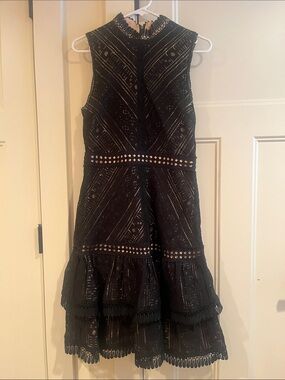 Black Sleeveless Lace Fit & Flare Dress
